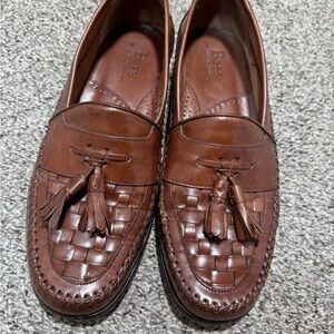 G.H. Bass Bellagio Men’s Brown Leather Woven Tassel Loafers Dress Shoes Sz 9.5M